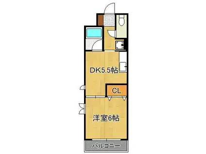 スカイエミナンス紅梅(1DK/3階)の間取り写真