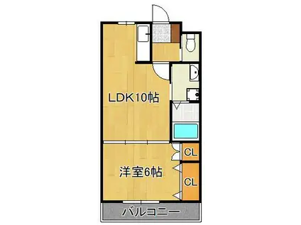 グレイスヴィラ陣原(1LDK/2階)の間取り写真