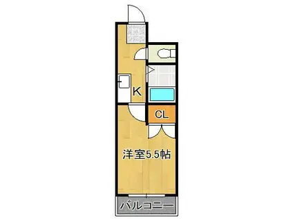 シャトレ東鳴水(1K/2階)の間取り写真