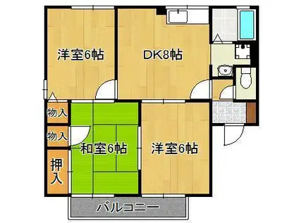 コゥジィコートA(3DK/2階)の間取り写真