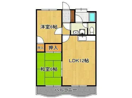 パラッツオ城山(2LDK/2階)の間取り写真