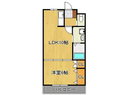 ローズ・フェアリー(1LDK/2階)の間取り写真