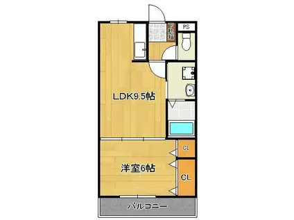 ローズ・フェアリー(1LDK/3階)の間取り写真
