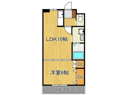 ローズ・フェアリー(1LDK/4階)の間取り写真