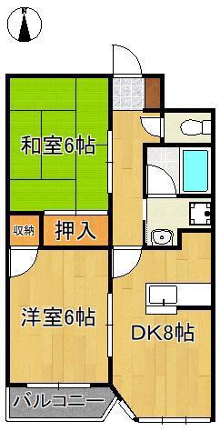 サンシティ小石(2DK/1階)の間取り写真