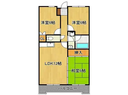 リバーコーポラスOND(3LDK/3階)の間取り写真