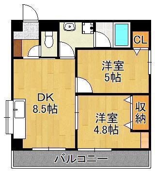 ファーストステージ(2DK/3階)の間取り写真