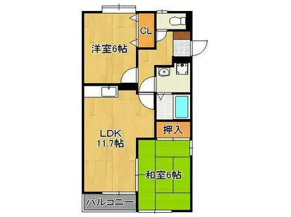 コウジィコート2(2LDK/2階)の間取り写真