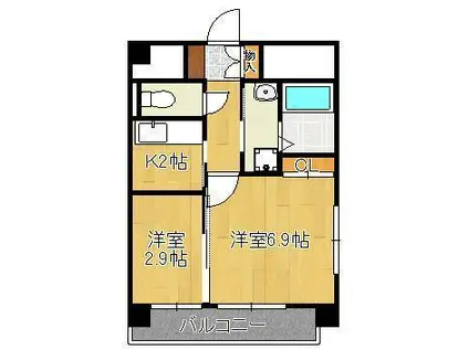 アベニュー黒崎(2K/4階)の間取り写真