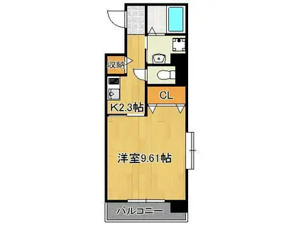 セレスタイト黒崎(1K/6階)の間取り写真