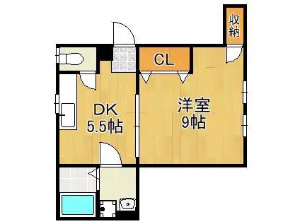 永野ビル(1DK/2階)の間取り写真