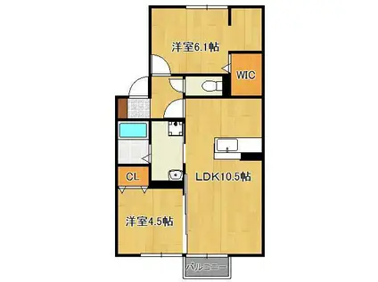 グリシナHAKUSAN(2LDK/1階)の間取り写真