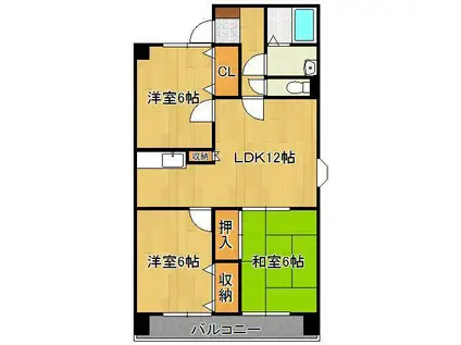 アビタシオン・オキ(3LDK/4階)の間取り写真