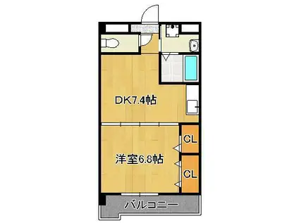 グレイスガーデン岬の山(1DK/6階)の間取り写真