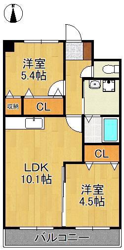 ヴィリアパス(2LDK/2階)の間取り写真