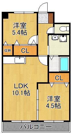 ヴィリアパス(2LDK/2階)の間取り写真