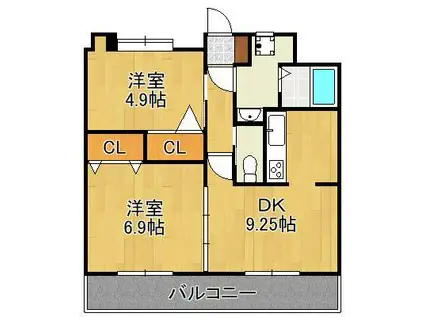 T-FLAT58(2DK/5階)の間取り写真