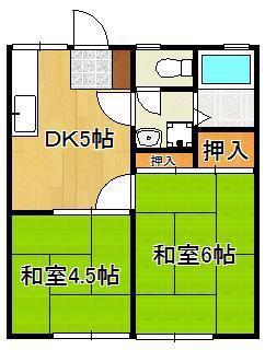 パナハイツ高塔(2DK/1階)の間取り写真