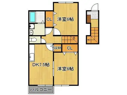 サンハイム浜町(2DK/2階)の間取り写真