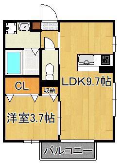 ソレイユ鳴水(1LDK/2階)の間取り写真