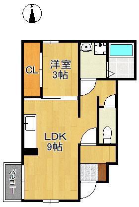 ウィステリアフィールド(1LDK/1階)の間取り写真