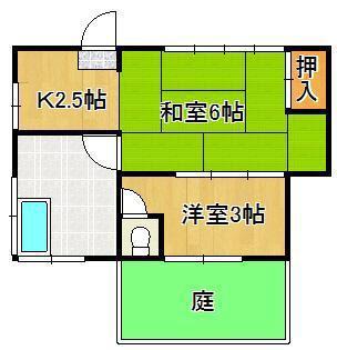 鹿児島本線 折尾駅 徒歩10分 1階建 築62年(2K)の間取り写真