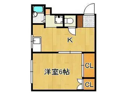 ロフティ東鳴水(1DK/2階)の間取り写真