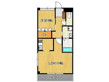 リリーガーデン(1LDK/2階)の間取り写真