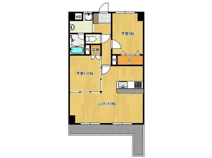 THE SQUARE・KOBAI PREMIUM(2LDK/2階)の間取り写真