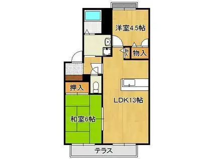 タイムⅢ(2LDK/1階)の間取り写真