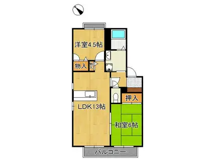 タイムⅢ(2LDK/2階)の間取り写真