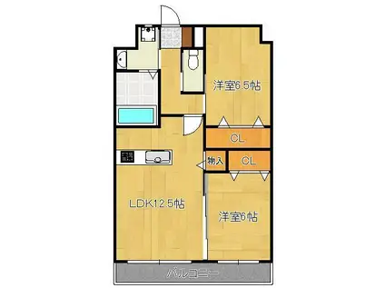 ギャラン穴生(2LDK/7階)の間取り写真