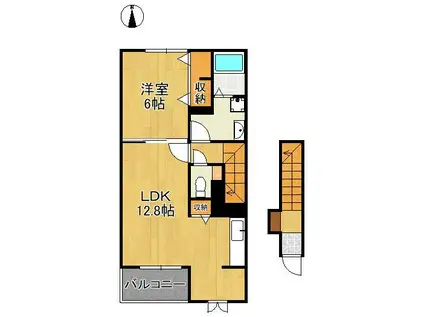 リーミレエジュ 黒崎(1LDK/2階)の間取り写真