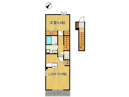 ジェネシスⅧ番館(1LDK/2階)の間取り写真