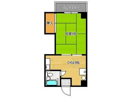 黒崎駅前グリーンビル(1DK/4階)の間取り写真