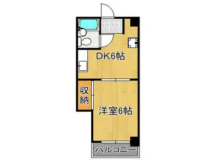 黒崎駅前グリーンビル(1DK/5階)の間取り写真