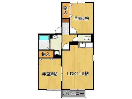 グリーンヒルズ宮前(2LDK/2階)の間取り写真