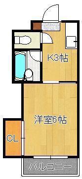 PLイースト熊西(1K/5階)の間取り写真