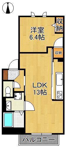 ローズガーデン(1LDK/2階)の間取り写真