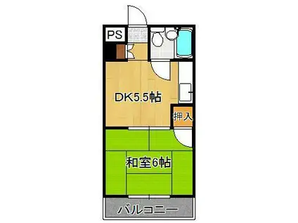 林ビル2(1DK/4階)の間取り写真