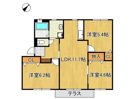 グリーンジュネスB(3LDK/1階)の間取り写真