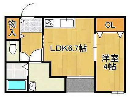 REVEメゾン九州病院前(1LDK/1階)の間取り写真