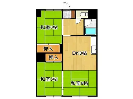 ダルマックスビル(3DK/2階)の間取り写真