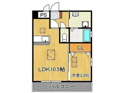 RENACE陣原(1LDK/3階)の間取り写真