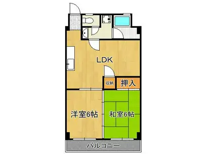 TAISHOKAN XIV (2LDK/2階)の間取り写真