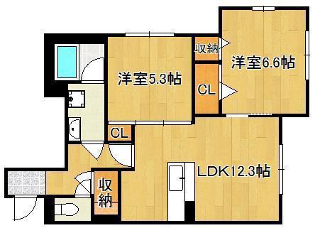 レスポワールK・H(2LDK/1階)の間取り写真