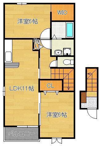 セレーノ洞海3(2LDK/2階)の間取り写真