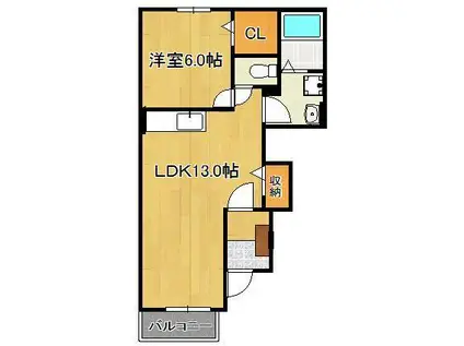 アベニール3番館(1LDK/1階)の間取り写真