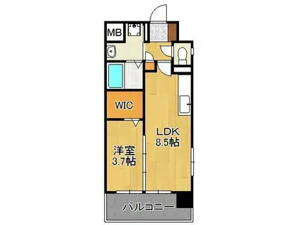 グランドハイツ黒崎(1LDK/4階)の間取り写真