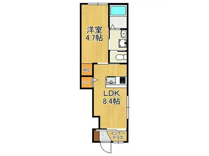 鹿児島本線 黒崎駅 バス乗車時間:9分 桃園公園前バス停で下車 徒歩3分 2階建 築10年(1LDK/1階)の間取り写真